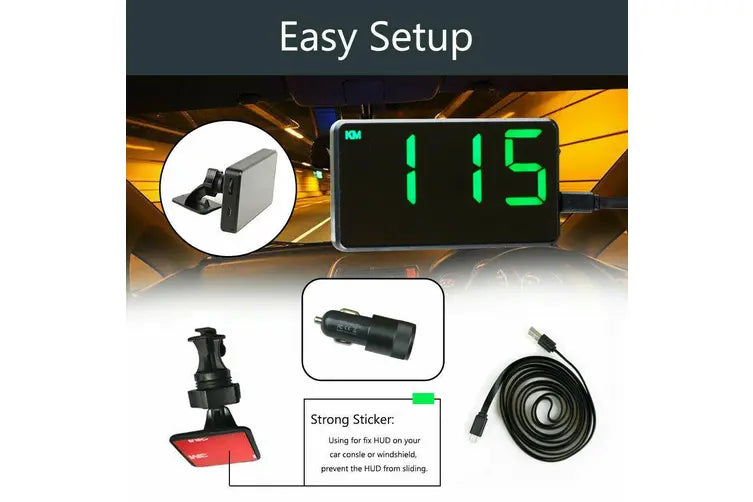 5321Universal HUD Head UP GPS Speedometer Digital Display Car Speed Warning Plug