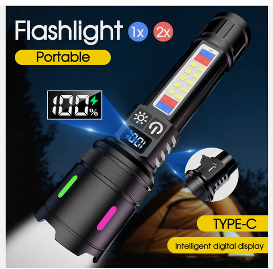 50000000 LED Torch Zoom Light Super Bright Hunting Flashlight USB Rechargeable