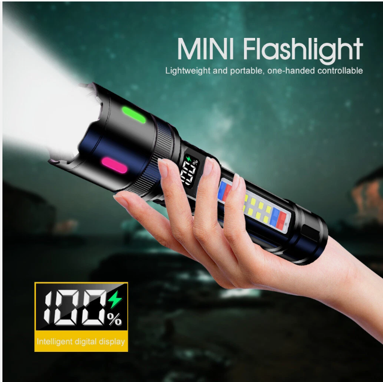 50000000 LED Torch Zoom Light Super Bright Hunting Flashlight USB Rechargeable
