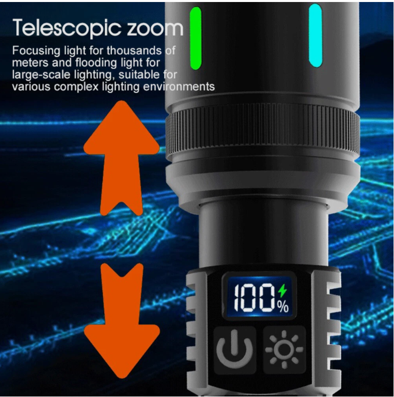 50000000 LED Torch Zoom Light Super Bright Hunting Flashlight USB Rechargeable