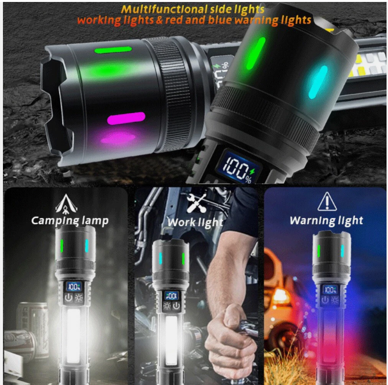 50000000 LED Torch Zoom Light Super Bright Hunting Flashlight USB Rechargeable