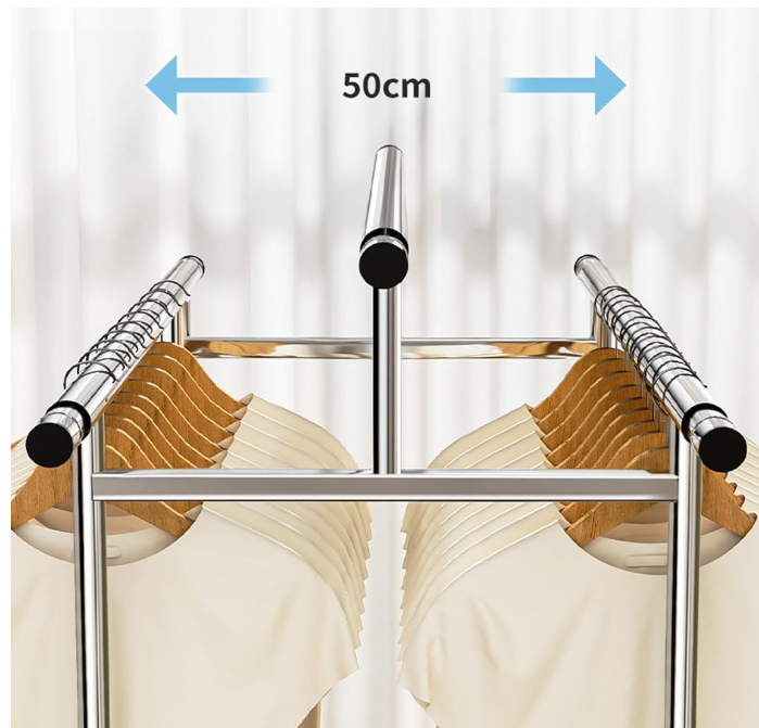 Stainless Steel Clothes Airer - Extra Large Folding Drying Rack with Adjustable Hanging Pole (120-200cm)