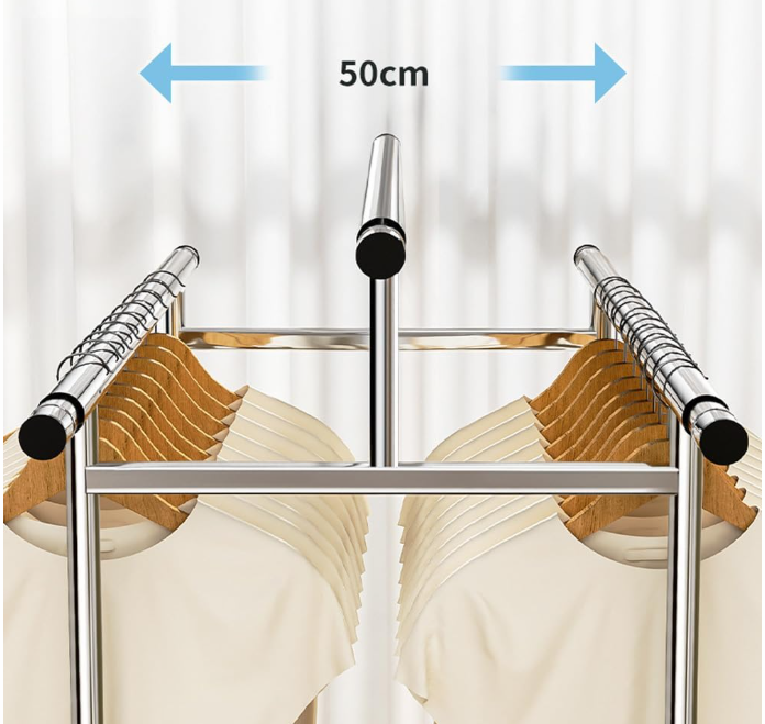 Stainless Steel Clothes Airer - Extra Large Folding Drying Rack with Adjustable Hanging Pole (120-200cm)