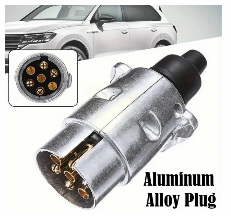 Heavy-Duty 12V Aluminum Alloy 7-Pin European Standard Trailer Plug Connector