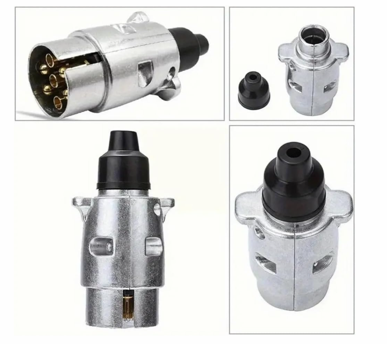 Heavy-Duty 12V Aluminum Alloy 7-Pin European Standard Trailer Plug Connector