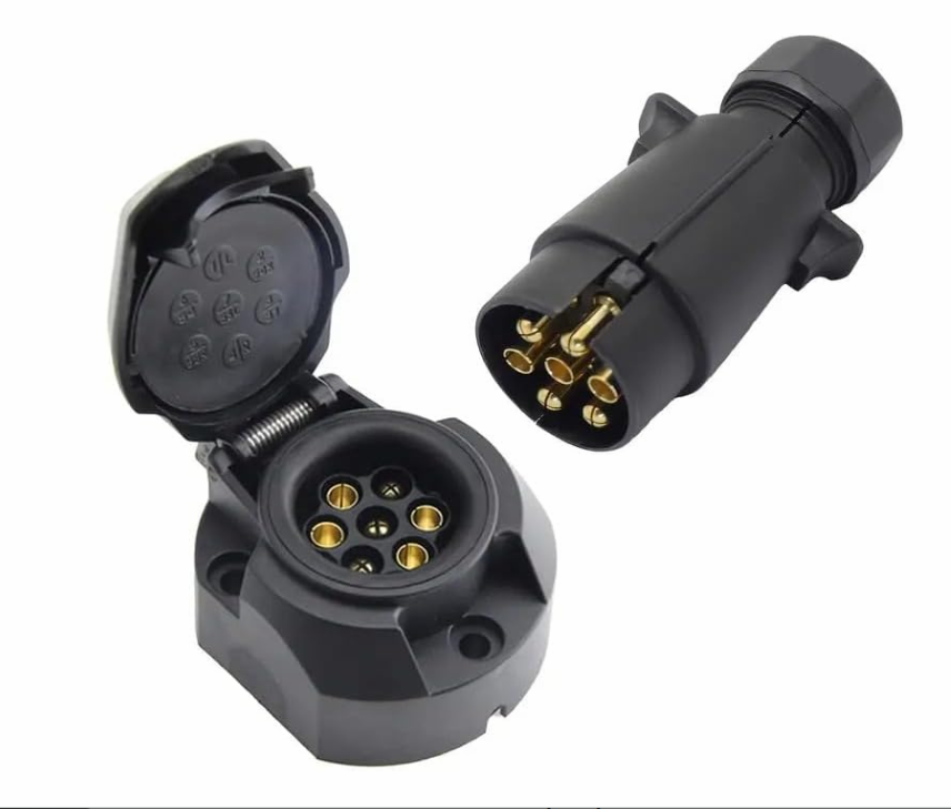 12V 7-Pin Trailer Plug and Socket, Heavy-Duty Male-Female Wiring Connector Adapter for RV, Caravan, Tractor, Truck, Van, and Auto Towing