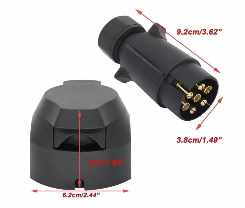 12V 7-Pin Trailer Plug and Socket, Heavy-Duty Male-Female Wiring Connector Adapter for RV, Caravan, Tractor, Truck, Van, and Auto Towing