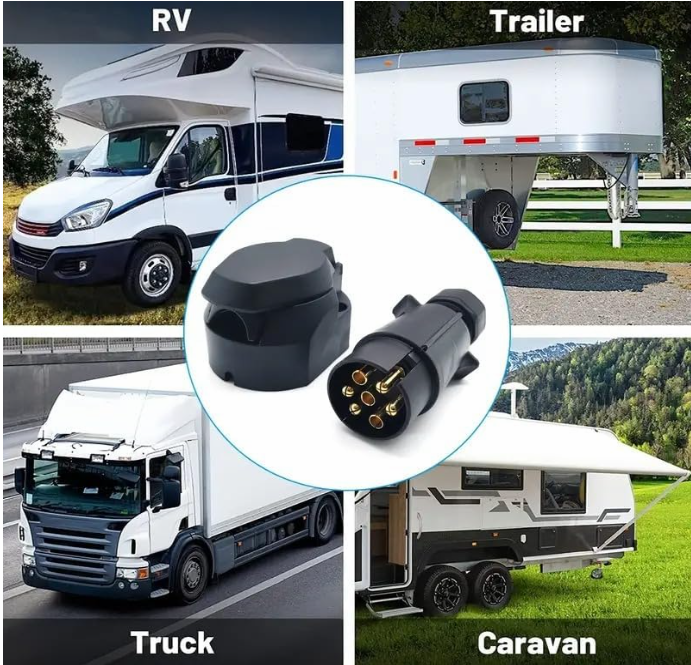 12V 7-Pin Trailer Plug and Socket, Heavy-Duty Male-Female Wiring Connector Adapter for RV, Caravan, Tractor, Truck, Van, and Auto Towing
