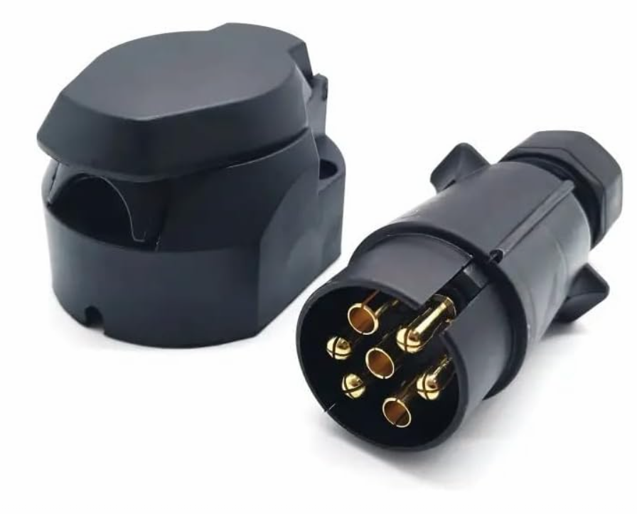 12V 7-Pin Trailer Plug and Socket, Heavy-Duty Male-Female Wiring Connector Adapter for RV, Caravan, Tractor, Truck, Van, and Auto Towing