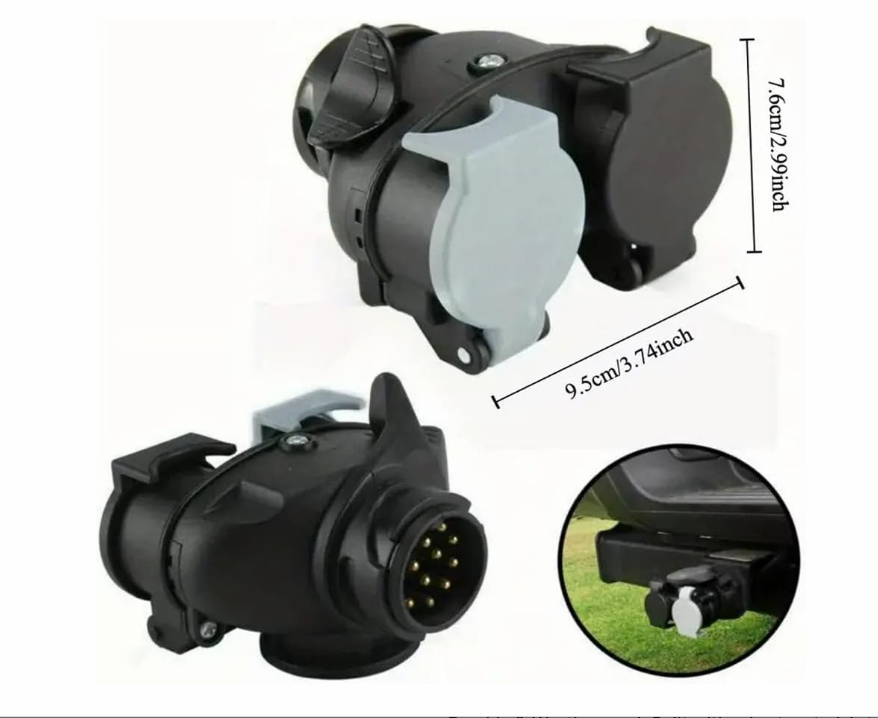 13 Pin to 7 Pin Trailer Tow Bar Electrical Adapter | Rear Placement Connector Plug for Car, Truck & RV Towing