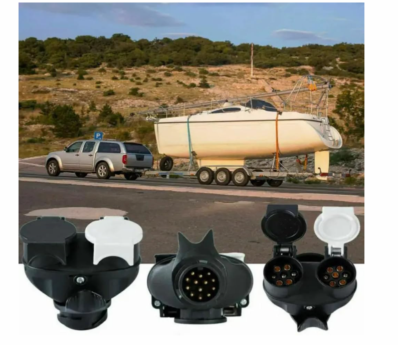13 Pin to 7 Pin Trailer Tow Bar Electrical Adapter | Rear Placement Connector Plug for Car, Truck & RV Towing