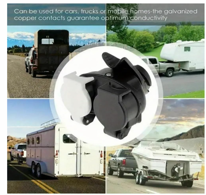 13 Pin to 7 Pin Trailer Tow Bar Electrical Adapter | Rear Placement Connector Plug for Car, Truck & RV Towing
