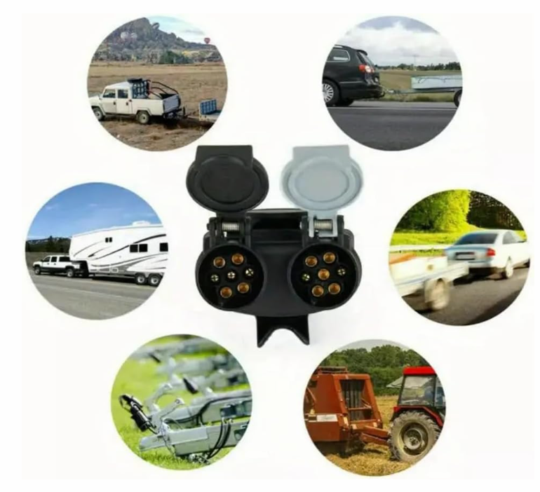 13 Pin to 7 Pin Trailer Tow Bar Electrical Adapter | Rear Placement Connector Plug for Car, Truck & RV Towing