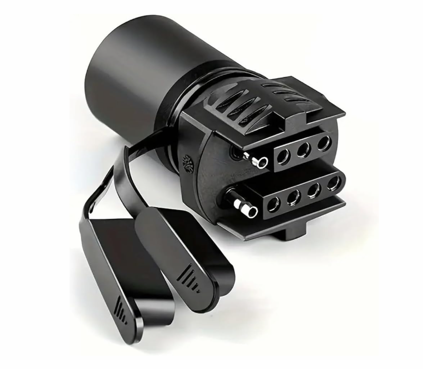 12V DC 7-Way Round to 4/5 Pins Flat Trailer Adapter Wiring Plug | Black | Ideal for Truck, RV Tow Lights & Electrical Wiring Harness