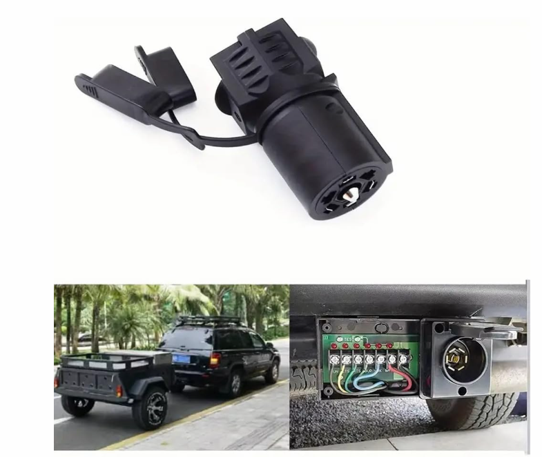 12V DC 7-Way Round to 4/5 Pins Flat Trailer Adapter Wiring Plug | Black | Ideal for Truck, RV Tow Lights & Electrical Wiring Harness