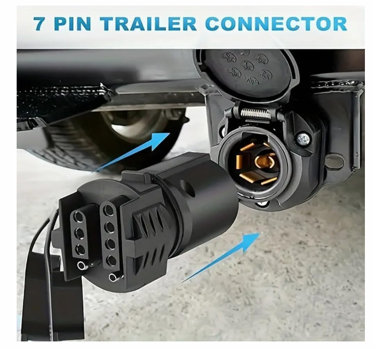 12V DC 7-Way Round to 4/5 Pins Flat Trailer Adapter Wiring Plug | Black | Ideal for Truck, RV Tow Lights & Electrical Wiring Harness