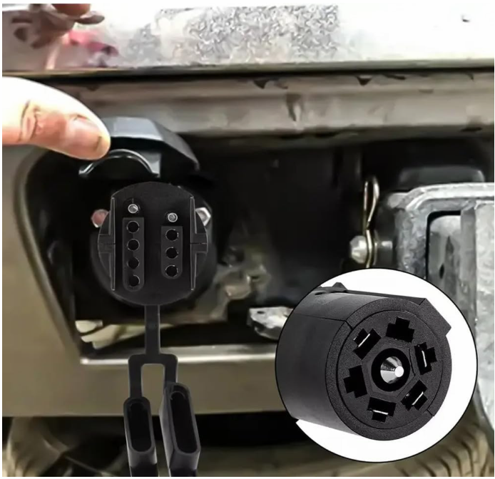 12V DC 7-Way Round to 4/5 Pins Flat Trailer Adapter Wiring Plug | Black | Ideal for Truck, RV Tow Lights & Electrical Wiring Harness