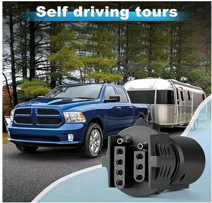 12V DC 7-Way Round to 4/5 Pins Flat Trailer Adapter Wiring Plug | Black | Ideal for Truck, RV Tow Lights & Electrical Wiring Harness