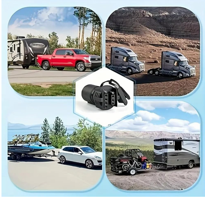 12V DC 7-Way Round to 4/5 Pins Flat Trailer Adapter Wiring Plug | Black | Ideal for Truck, RV Tow Lights & Electrical Wiring Harness