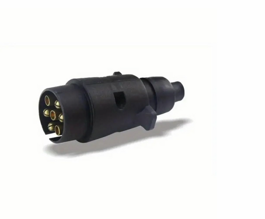 7-Way Round European Car Trailer Plug | Durable Plastic Connector with High-Conductivity Copper Contacts for RVs, Trailers & Caravans