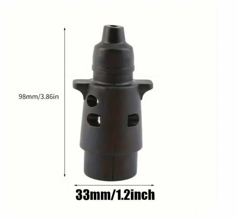 7-Way Round European Car Trailer Plug | Durable Plastic Connector with High-Conductivity Copper Contacts for RVs, Trailers & Caravans