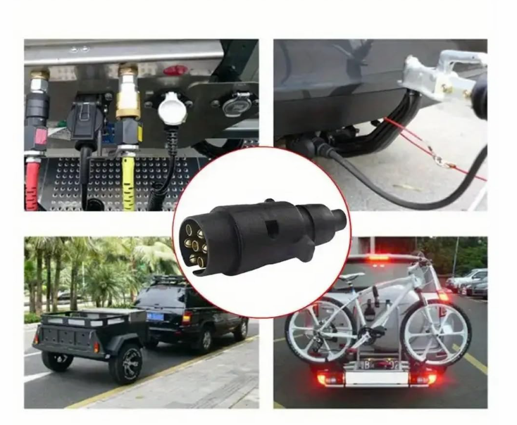 7-Way Round European Car Trailer Plug | Durable Plastic Connector with High-Conductivity Copper Contacts for RVs, Trailers & Caravans