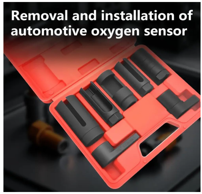 7-Piece Oxygen Sensor Socket Kit | Universal O2 Sensor Removal & Installation Tool Set | 22mm, 27mm, 29mm Sockets