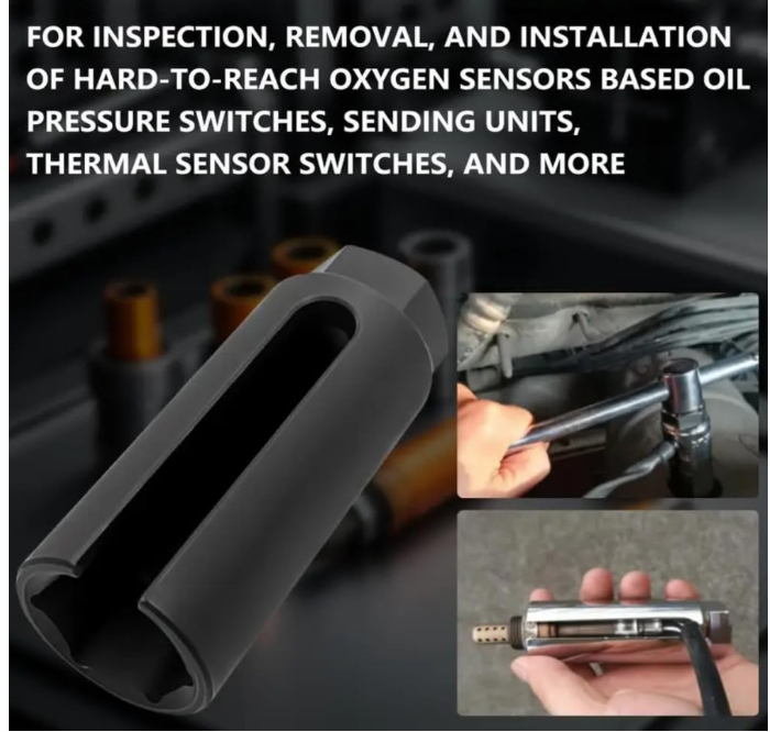 7-Piece Oxygen Sensor Socket Kit | Universal O2 Sensor Removal & Installation Tool Set | 22mm, 27mm, 29mm Sockets