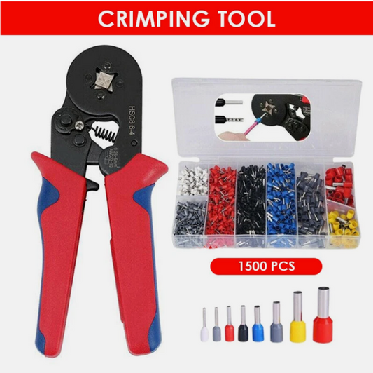 1500Pcs Bootlace Ferrule Crimper kit 0.25-6mm² Cord End Ratchet Crimping Tool