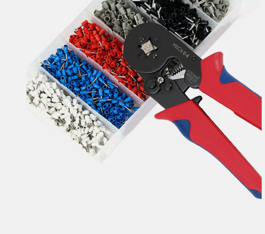 1500Pcs Bootlace Ferrule Crimper kit 0.25-6mm² Cord End Ratchet Crimping Tool