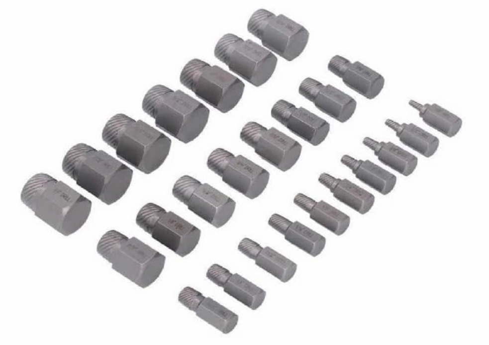 25-Piece Damaged Screw Extractor Set Multi-Spline Easy Out Broken Bolt Remover