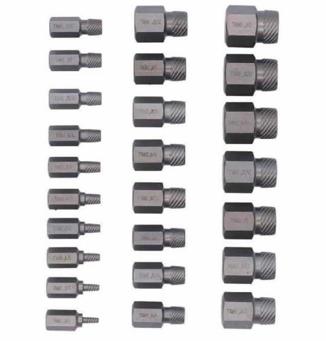 25-Piece Damaged Screw Extractor Set Multi-Spline Easy Out Broken Bolt Remover