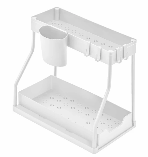 2-Tier Pull-Out Cabinet Organizer - Space-Saving Kitchen Drawer with Large Capacity