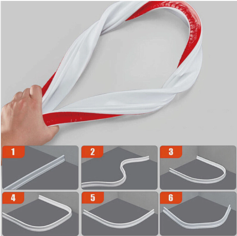Waterproof Silicone Water Barrier Stopper Strip for Bathroom 2.5M