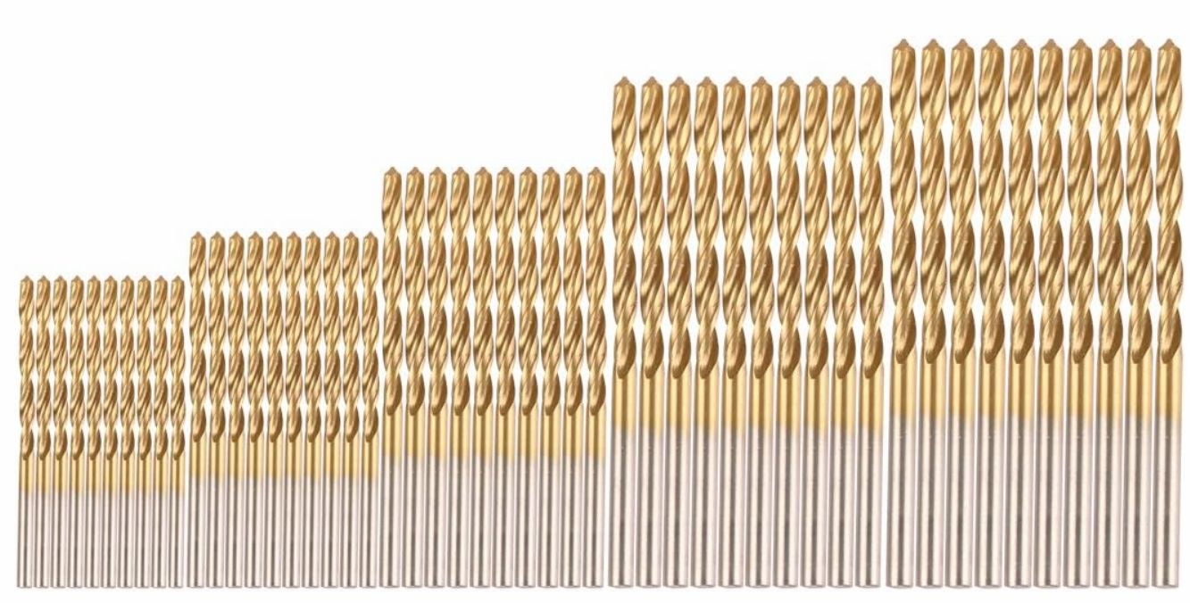 50Pcs Plating Titanium Coated Metal HSS High Speed Steel Drill Bit Set Tool