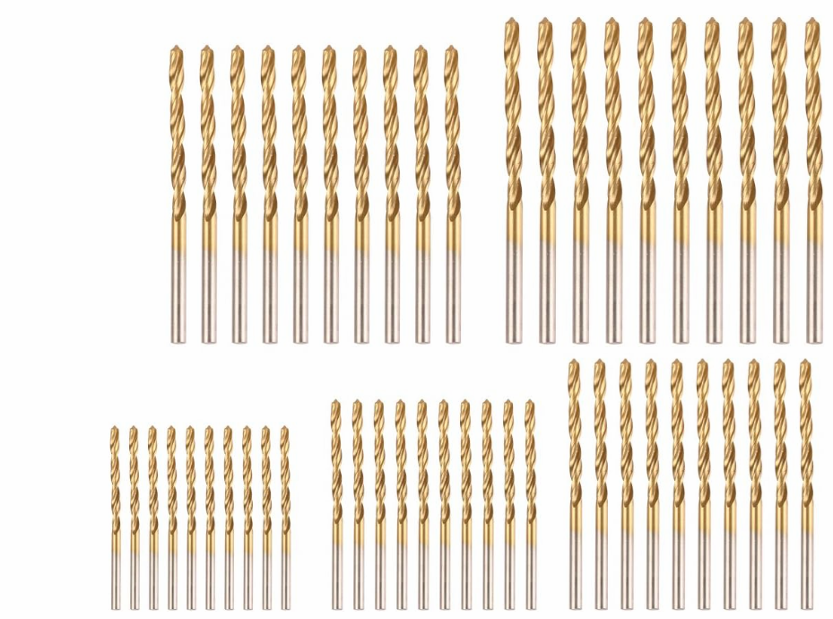 50Pcs Plating Titanium Coated Metal HSS High Speed Steel Drill Bit Set Tool