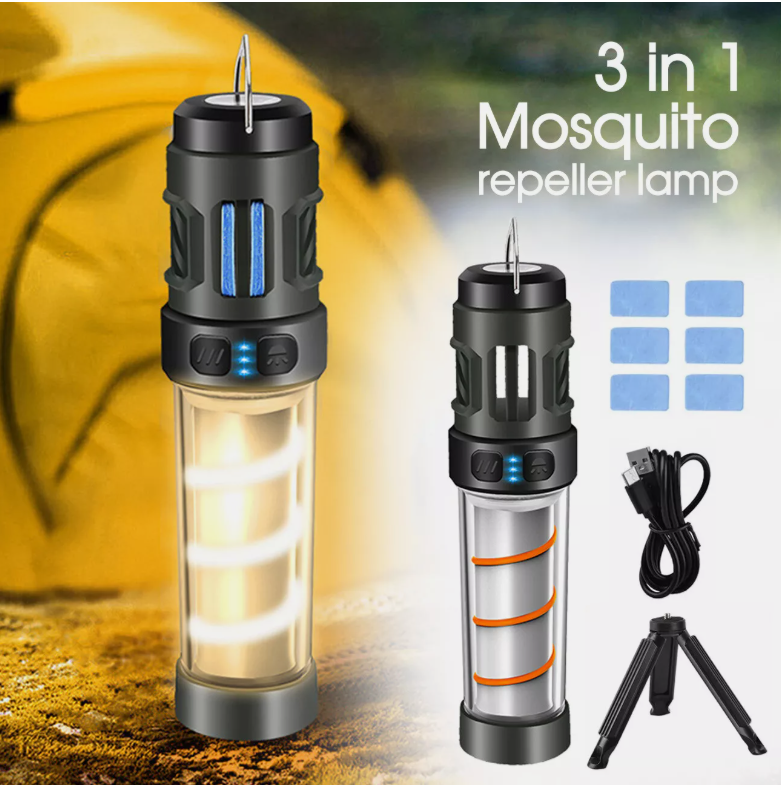 3 in 1 Mosquito Repeller Lamp USB Rechargeable Camping Lantern