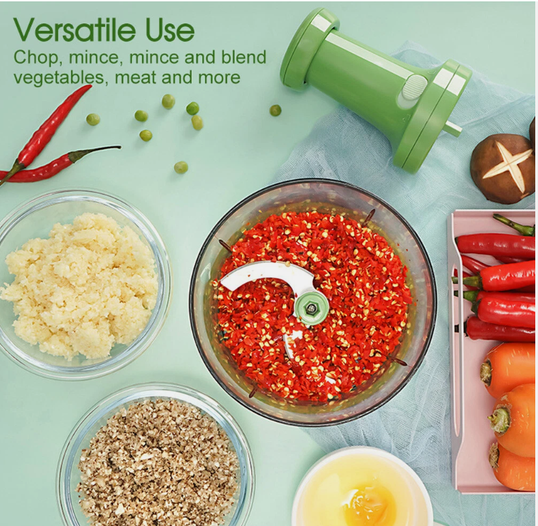 Manual Food Chopper 1200ML – Hand Pull Meat Grinder, Veg Slicer, Dumpling Filler