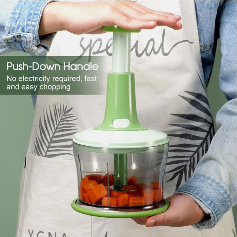Manual Food Chopper 1200ML – Hand Pull Meat Grinder, Veg Slicer, Dumpling Filler