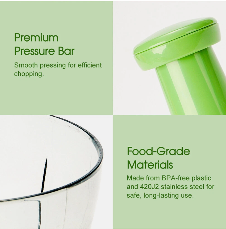 Manual Food Chopper 1200ML – Hand Pull Meat Grinder, Veg Slicer, Dumpling Filler