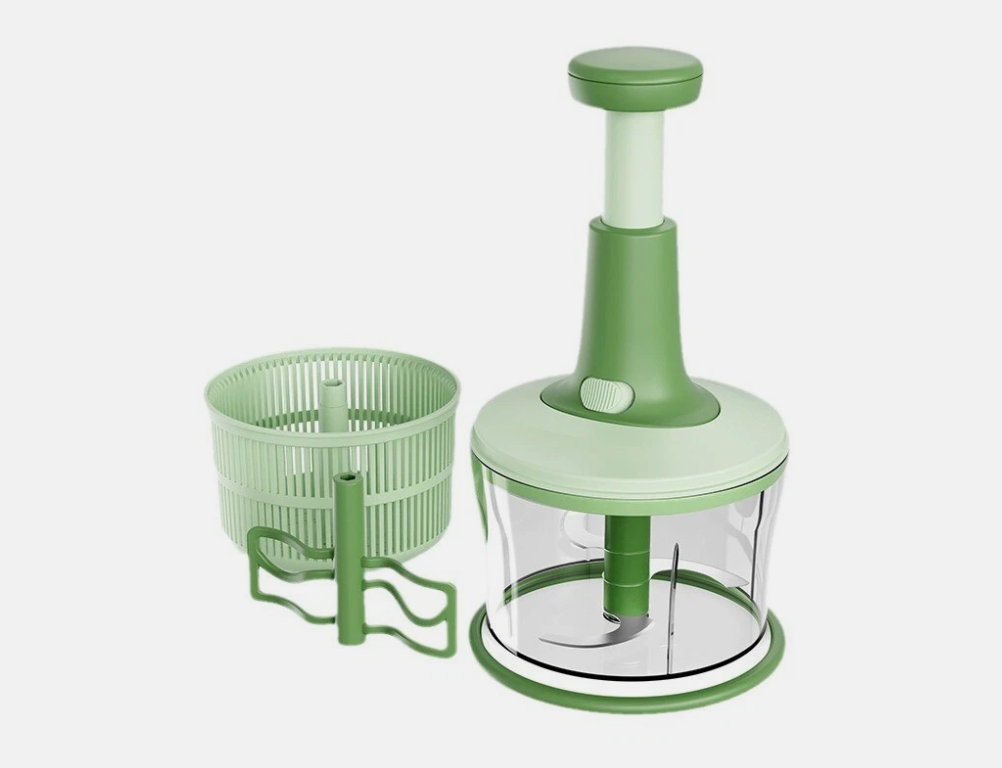 Manual Food Chopper 1200ML – Hand Pull Meat Grinder, Veg Slicer, Dumpling Filler
