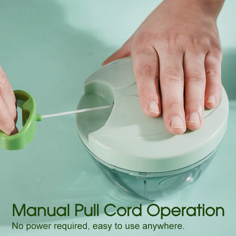 900ML Manual Food Chopper – Garlic Onion Crusher with Plastic Mixer Blade