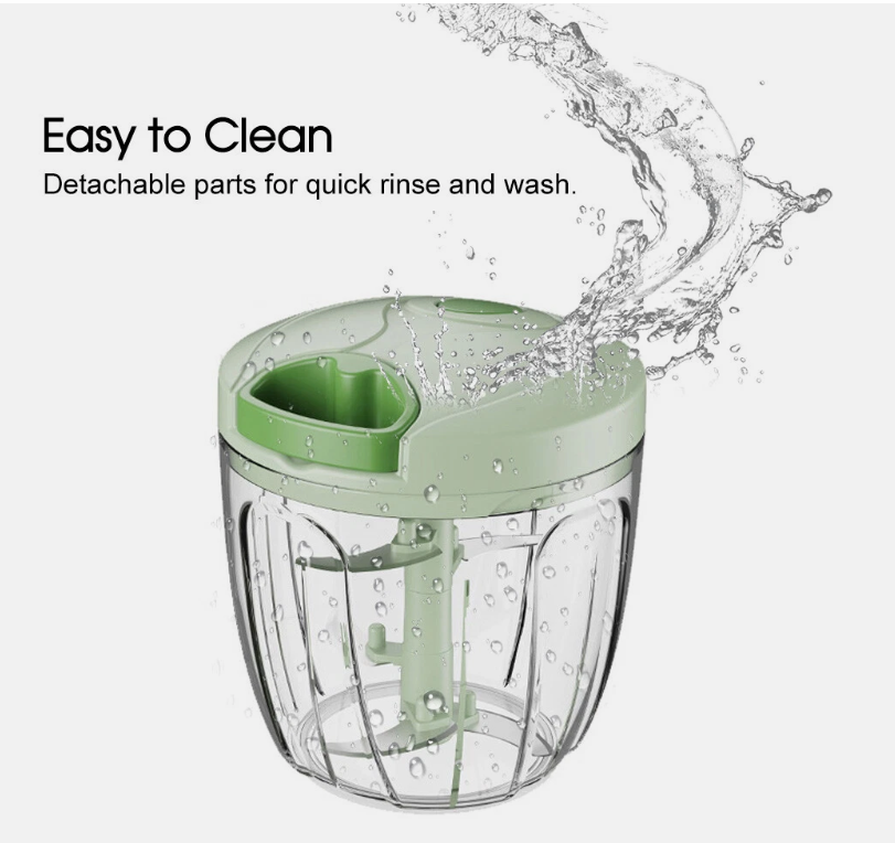 900ML Manual Food Chopper – Garlic Onion Crusher with Plastic Mixer Blade