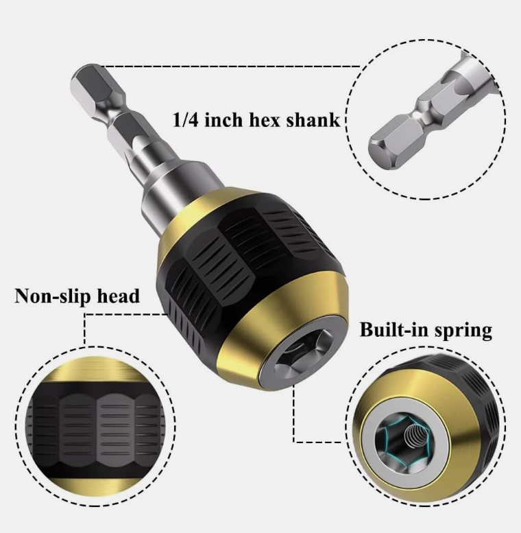 60mm Self-locking Drill Bit Holder 1/4 Inch Hex Shank Drill Bit Extension Holder