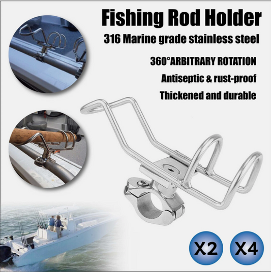 2/4 Quality Stainless Steel Rod Holder Rail Mount Wire Fishing Boat Marine Grade