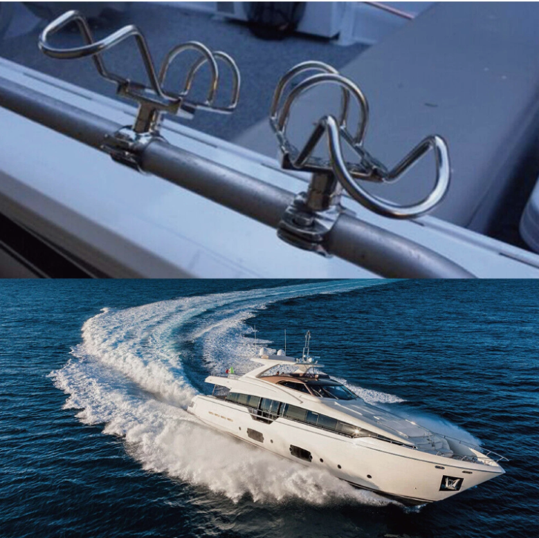 2/4 Quality Stainless Steel Rod Holder Rail Mount Wire Fishing Boat Marine Grade