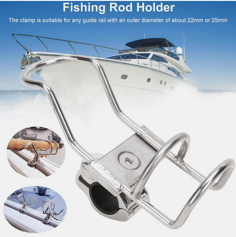 2/4 Quality Stainless Steel Rod Holder Rail Mount Wire Fishing Boat Marine Grade