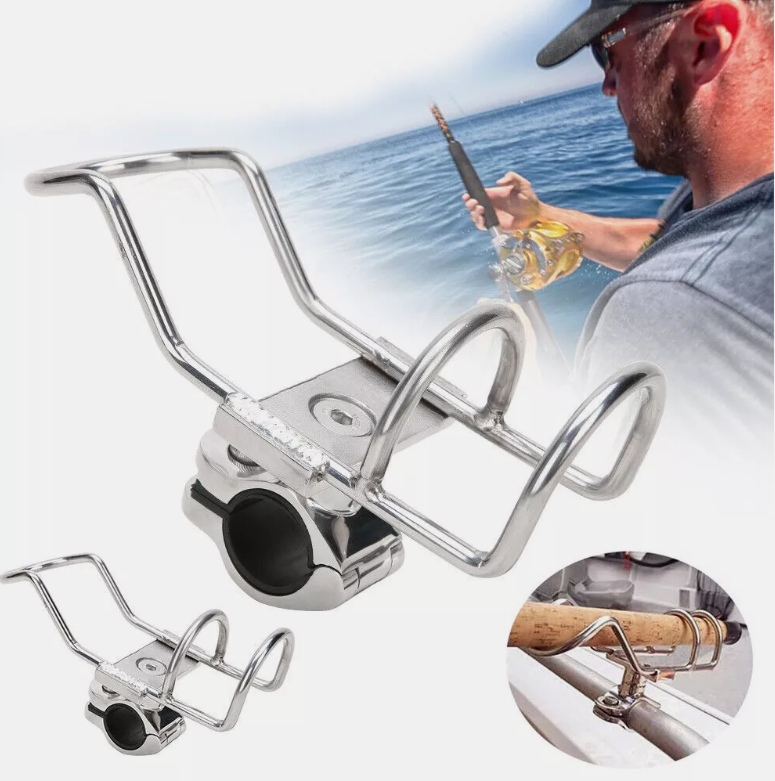 2/4 Quality Stainless Steel Rod Holder Rail Mount Wire Fishing Boat Marine Grade
