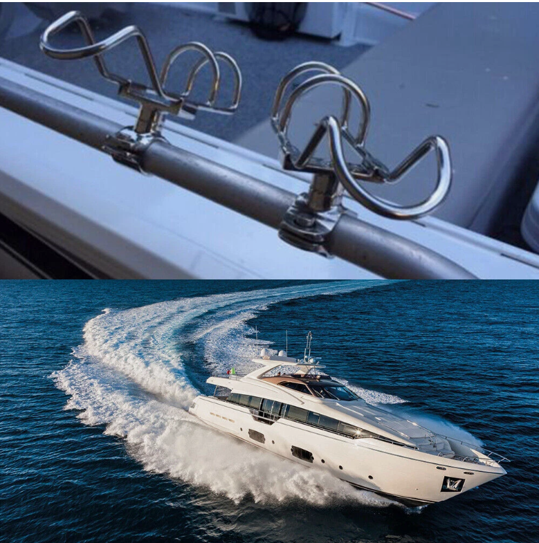 2/4 Quality Stainless Steel Rod Holder Rail Mount Wire Fishing Boat Marine Grade