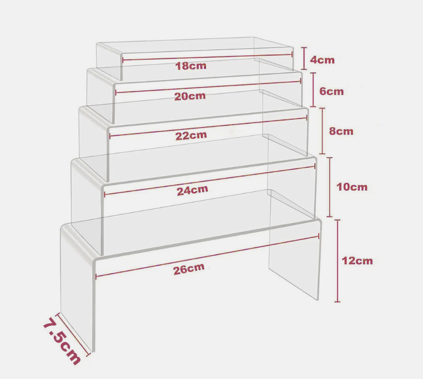 5PCS Acrylic Jewellery Stand Display Super Clear Makeup Riser Holder Organiser